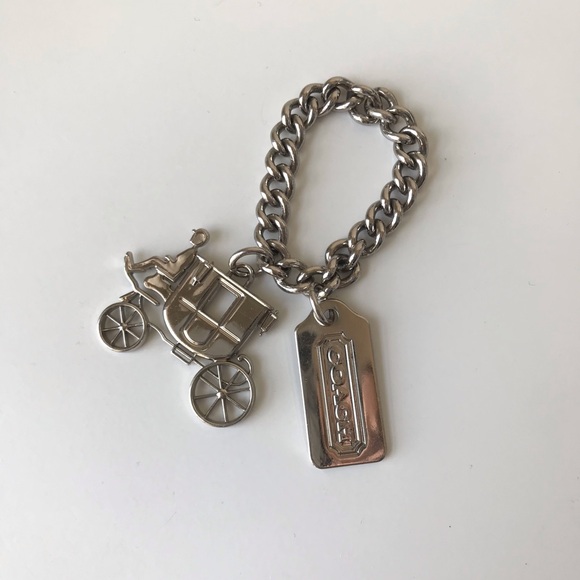 Coach Silver Horse And Carriage Bag Charm Hang Tag Chain Y2K - Picture 14 of 14